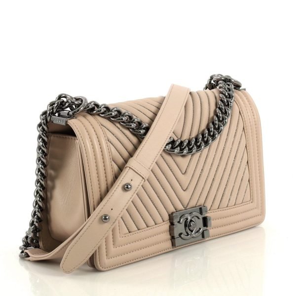 Boy Flap Old Medium Chevron Calf Leather Bag - Image 3