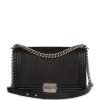 Pre-owned Chanel Medium Boy Bag Black Python and Lambskin Brushed Silver Hardware