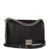 Pre-owned Chanel Medium Boy Bag Black Python and Lambskin Brushed Silver Hardware - Image 2