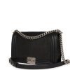 Pre-owned Chanel Medium Boy Bag Black Python and Lambskin Brushed Silver Hardware - Image 5