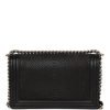 Pre-owned Chanel Medium Boy Bag Black Python and Lambskin Brushed Silver Hardware - Image 4