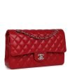 Chanel Medium Classic Double Flap Bag Red Lambskin Silver Hardware - Image 2