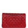 Chanel Medium Classic Double Flap Bag Red Lambskin Silver Hardware - Image 4