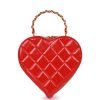 Vintage Chanel Heart Vanity Bag Red and Black Patent Antique Gold Hardware - Image 4
