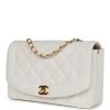 Vintage Chanel Medium Diana Flap Bag White Caviar Gold Hardware - Image 5