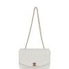 Vintage Chanel Medium Diana Flap Bag White Caviar Gold Hardware - Image 7