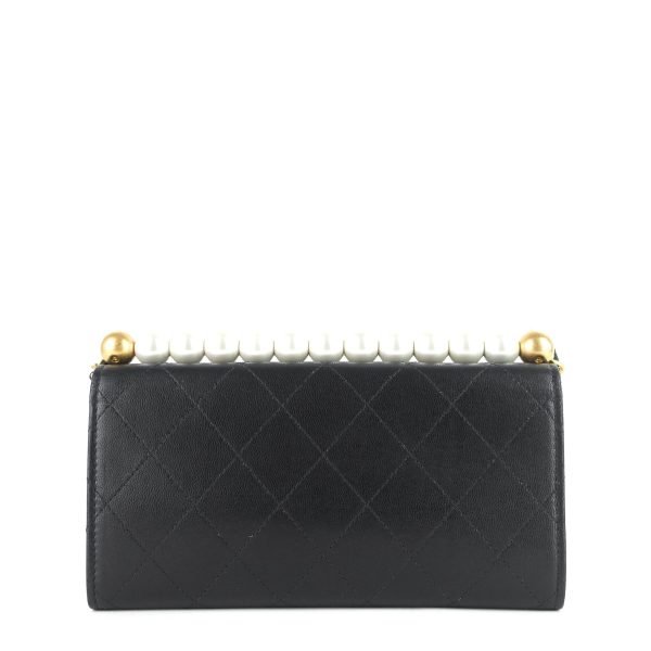 Chic Pearls Flap Goatskin Leather Clutch with Chain Bag - Image 3