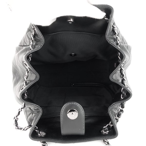 Drawstring CC Front Pocket Lambskin Leather Bucket Bag - Image 6