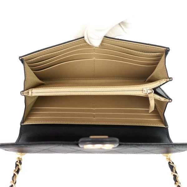 Chic Pearls Flap Goatskin Leather Clutch with Chain Bag - Image 10