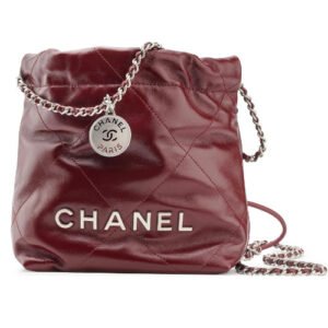 Chanel Mini 22 Handbag Calfskin Burgundy AS3980