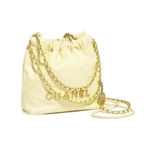 Chanel Mini 22 Handbag Calfskin Light Yellow AS3980