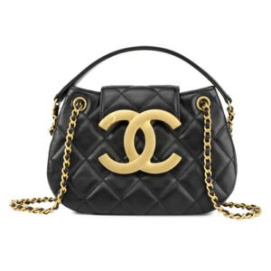 Chanel Vintage Calfskin Messenger Bag Black AS4609