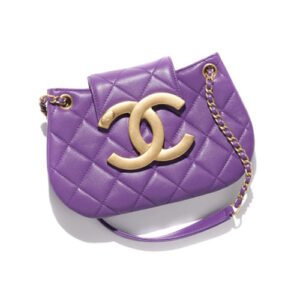 Chanel Vintage Calfskin Messenger Bag Purple AS4609