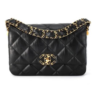 Chanel Wide Strap Chain Hobo Bag Black AS4423