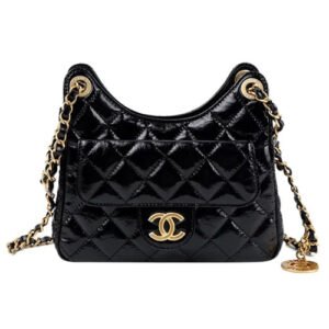 Chanel Small Hobo Bag Gold Black AS3710