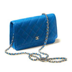 Chanel WOC Grain Embossed Handbag Blue AP0250