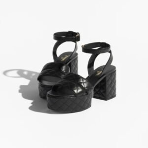 Chanel Sandals Lambskin Black