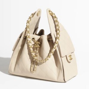 Chanel Small Handbag Washed Denim Beige