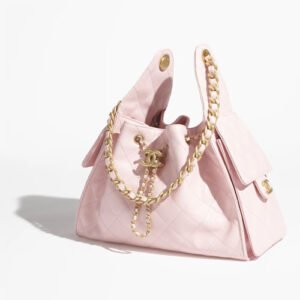Chanel Small Handbag Washed Denim Light Pink