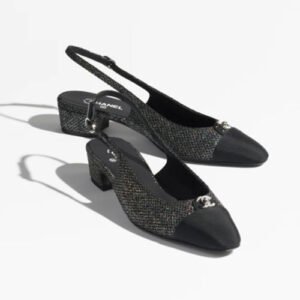 Chanel Slingbacks Black Multicolour