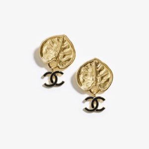 Chanel Gold Water Lily Charm Earrings