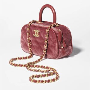 Chanel Mini Bowling Bag Velvet Burgundy