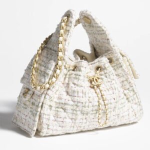 Chanel 25 Small Handbag Ecru, Khaki, Gold & Red