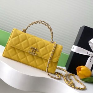 Chanel Handbag Clutch With Chain Yellow