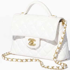 Chanel Small Flap Bag With Top Handle White