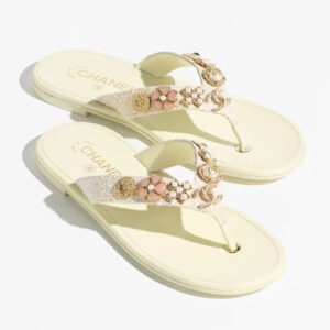 Chanel Thongs Light Yellow, Pink & Light Blue
