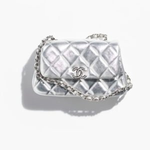 Chanel Silvery Clutch with Chain